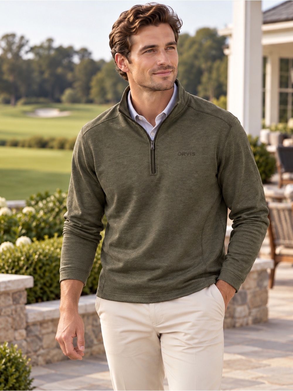 Orvis Men’s XL Deep Green Quarter Zip Performance Pullover Stretch Golf Outdoors